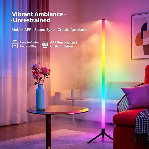 Triangular Vertical LED Floor Stand Lamp, Home Improvement Lighting Accessory for Indoor Healing Ambiance, Plug-and-Play Novelty Lighting, Accent Lights, Decorative Atmosphere Lighting for Private Homes Indoor Use