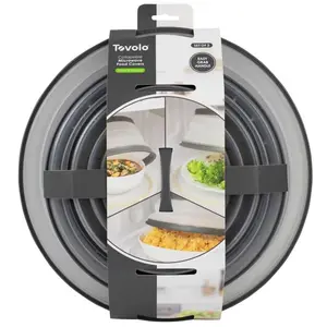 Tovolo 6026275 Plastic Microwave Collapsible Food Cover, Grey & White - Pack of 3