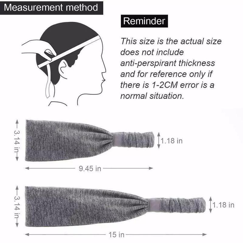 5Pcs Wide Sports Headbands for Men Women - Non-Slip Moisture Wicking Sweatbands | Running Yoga Basketball Cycling