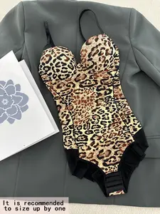 Stylish Leopard Print Cami Bodysuit for All Seasons, Tight-Fit Body Shaping Bodysuit, Casual Shapewear for Layering