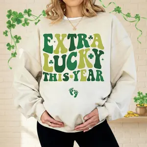 Extra Lucky This Year Sweatshirt, St Patrick's Day Pregnancy Reveal, Pregnancy Announcement Sweatshirt, Mom To Be Sweatshirt, Shamrock Shirt