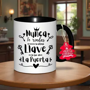 1pc Spanish Inspirational Ceramic Coffee Mug with Spanish Love Phrases & Bilingual Encouragement Message - Shatterproof Reusable Cup for Spanish Learners, Students, Teachers - Christmas/Mother's Day Gift (White, Spanish Text)