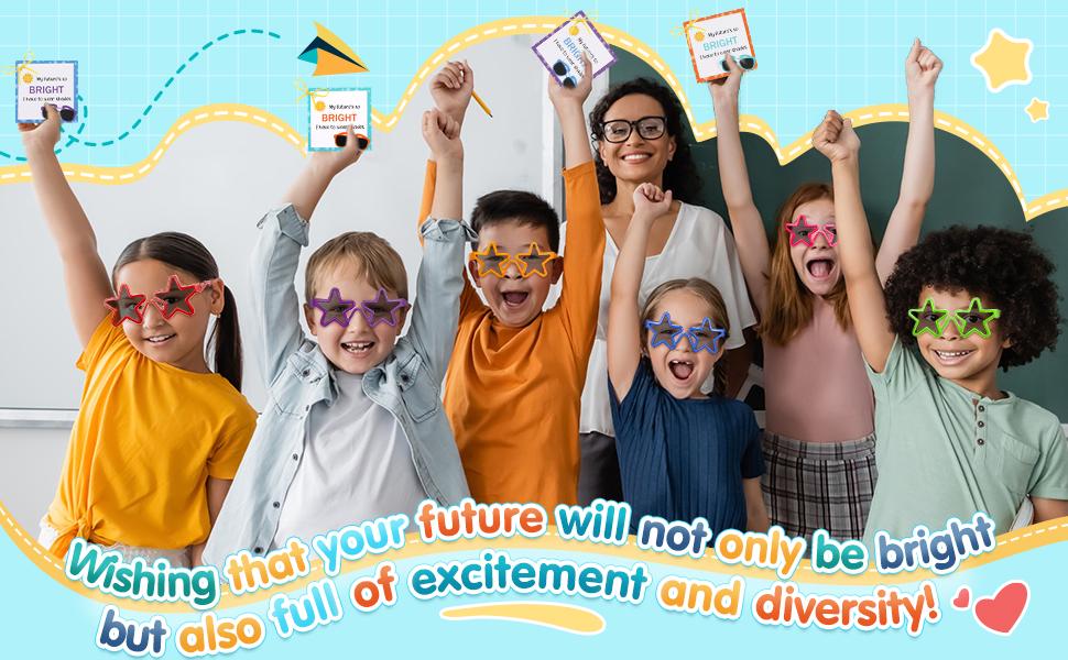 24/48Pcs Kids Graduation Party Sunglasses Preschool Student Class Present with Blessing Cards Kindergarten Graduation Favors for Graduation Party Ceremony Wedding Birthday End of The Year Class Gift Exchange Star