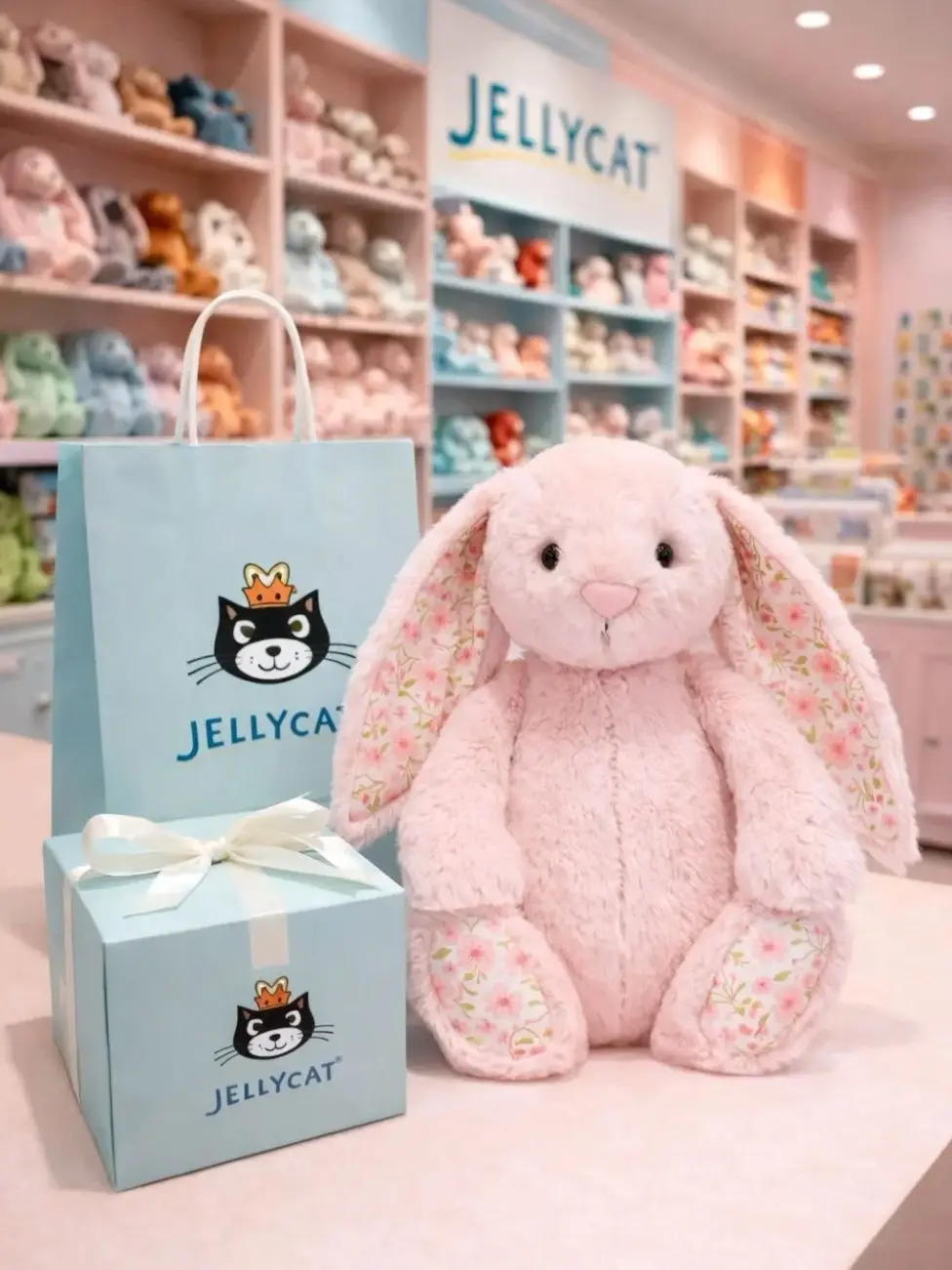 Jellycat Floral Ear Bunny Plush, Cute Bashful Rabbit Stuffed Animal, Soft Bunny Toy with Flower Ears, Baby Gift, Birthday Gift, Easter Plush