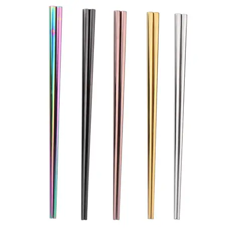 5 Pairs Metal Chopsticks Reusable Dishwasher Safe 304 Stainless Steel Chopsticks Set 8.8 Inch Lightweight Chopsticks Stainless Steel for Sushi Noodles Kitchen Dining Dinnerware Kitchenware