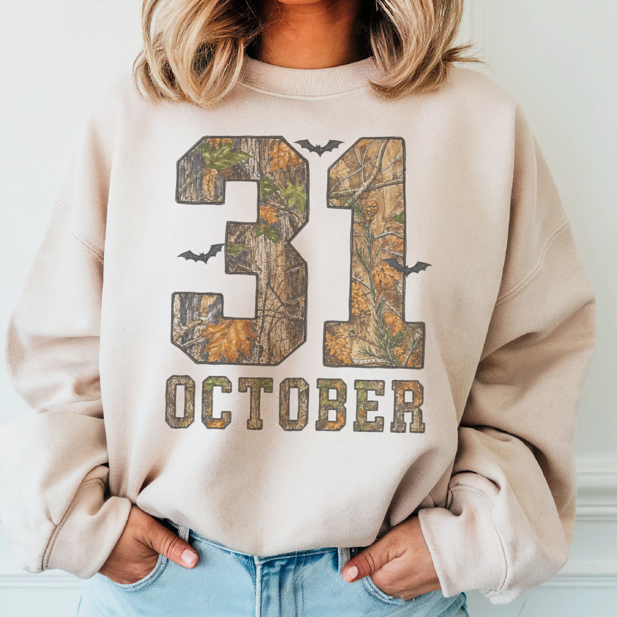 Halloween October 31 Camo Graphic Sweatshirt Duck Camo Vintage Tee Cozy and Stylish Fall Fashion Top