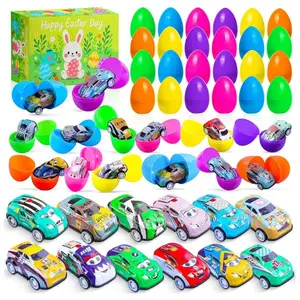 24 Pack Easter Eggs with Pull Back Cars – Colorful Racing Toys for Kids, Boys & Toddlers – Easter Basket Stuffers, Egg Hunt Party Favors, Classroom Prizes & Easter Gifts