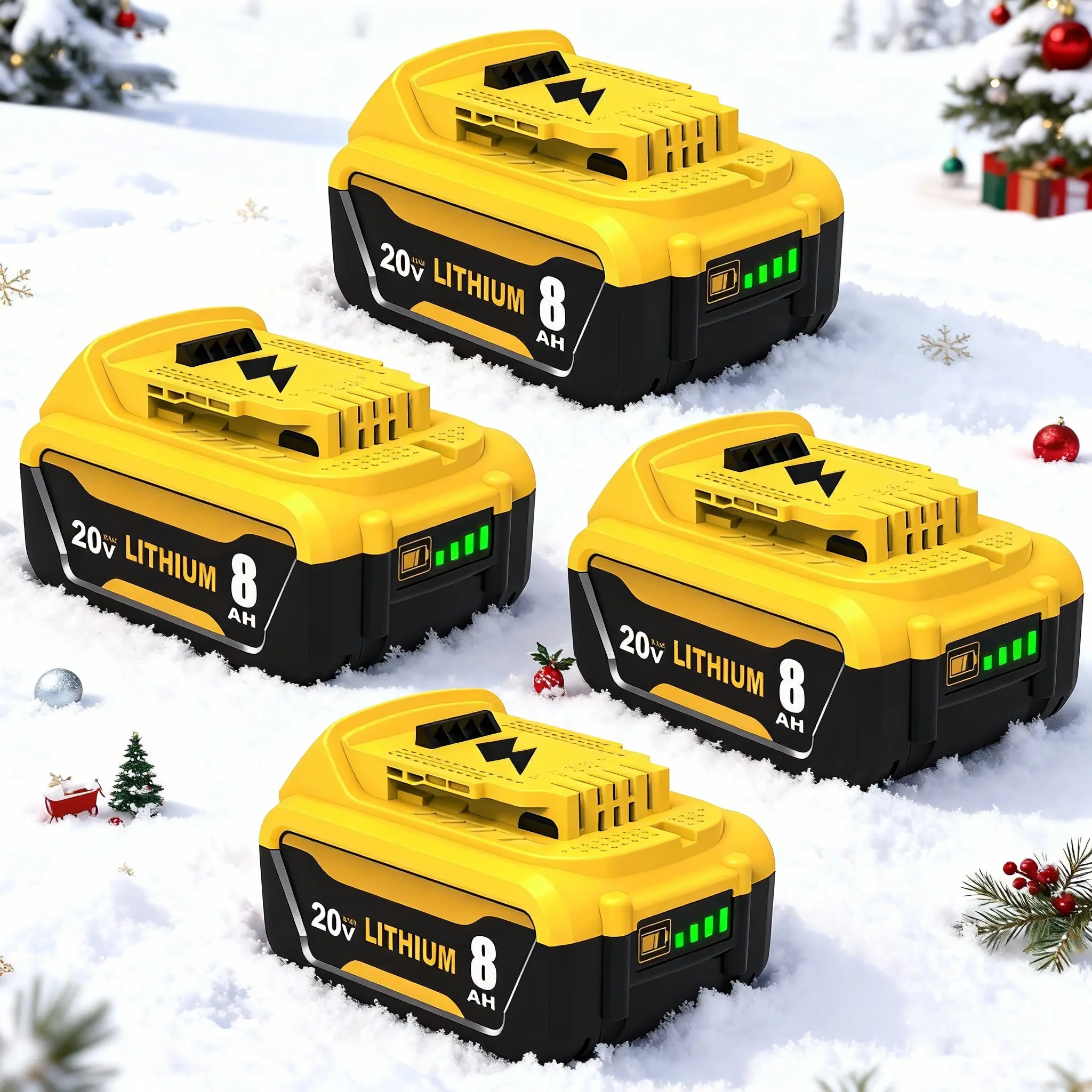 4-Pack dewalt 20v battery 8.0ah Lithium Replacement adapt  tools Dewalt 20 Volt Max Battery One+ DCD/DCF/DCG/DCB200 DCB201 Series Power Tools