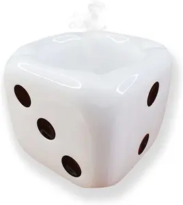 Ashtrays for Cigarettes Dice Ash Tray - Premium Ceramic Cool Ashtrays Gifts for Smokers Home Ashtrays for Indoor Outdoor Patio Retro Desktop Decor Unique Fancy Ashtray Cute Ashtray White