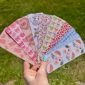 Laminated Bookmarks - Assorted Designs with Bows and Floral Patterns for Reading Enthusiasts
