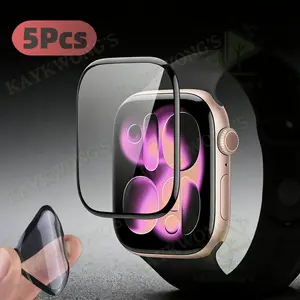 KAYKWONG'S 5-Pack TPU Screen Protector Film for iWatch Se/series 4/5/6/7/8/9/10/11, Curved Display Protection, Clear, Anti-Fingerprint & Scratch Resistant Design