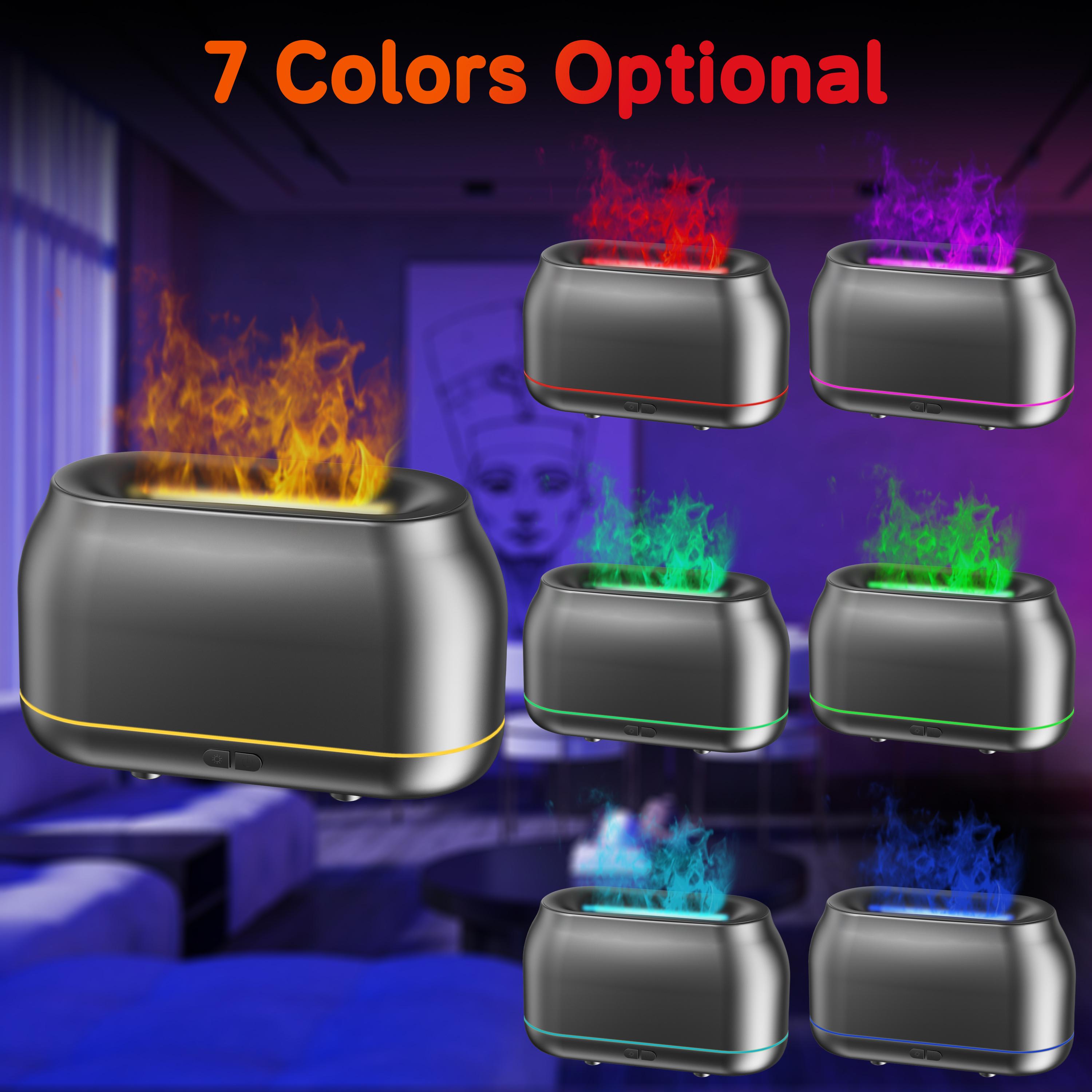 Essential Oil Diffuser Humidifier, 7-Color LED Flame Night Light, Auto Shut-Off, 160ml for Home Office Yoga Meditation