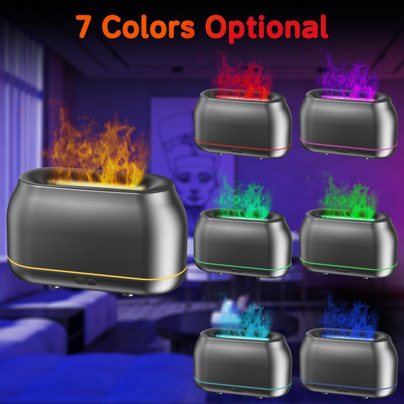 Essential Oil Diffuser Humidifier, 7-Color LED Flame Night Light, Auto Shut-Off, 160ml for Home Office Yoga Meditation
