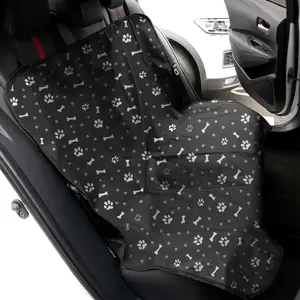 Car seat protector for cats and dogs, cartoon bone and footprint print pattern, rear seat cushion, suitable for sedans, trucks, and SUVs
