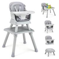 8 in 1 Highchair Gray w/Building Block Table