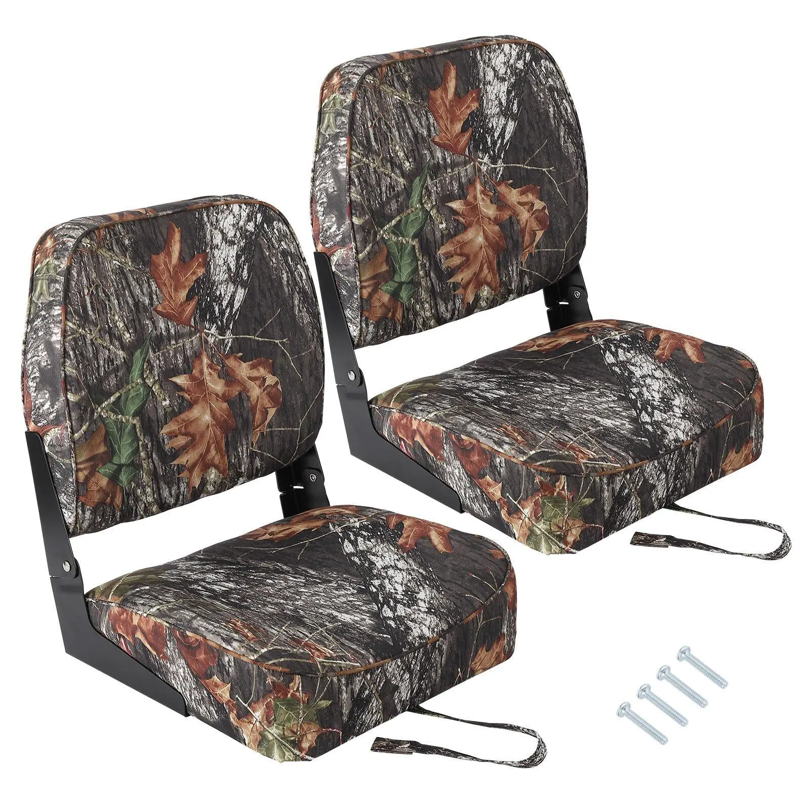 2-Pack Low Back Hinged Boat Seats with Thickened Pad, Includes Stainless Steel Screws, for Sightseeing Boat, Speedboat, Hinged Seat