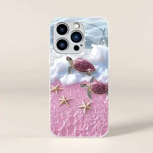 Cute tropical summer vacation phone case, clear coastal island ocean bumper for iPhone 17/16/15/14 Pro Max and Samsung S26/S25/S24 Ultra — 975