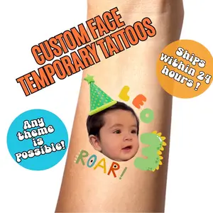 Birthday Custom Face Temporary Tattoos , Kids Party Favors , Childrens Birthday Party , 1st Birthday Party , Personalized Fake Tattoos Gifts