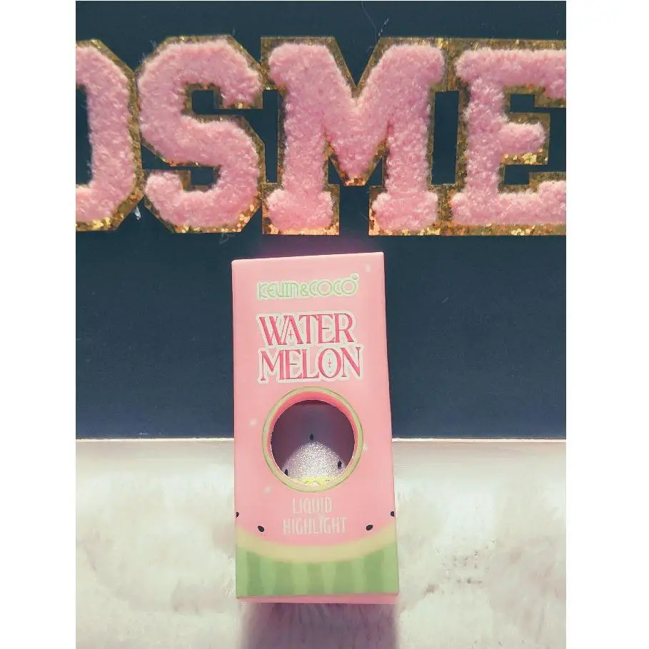 Kuumba Cosmetics Watermelon Liquid Highlighter - Vibrant Pink Packaging with Watermelon Design