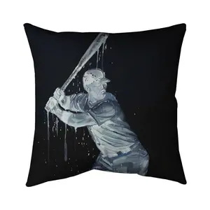 360 Stand 16x16 in. Baseball Player Pillow - Polyester Fill, Vibrant Print, Baseball Art, Athletic Charm, American Sports Home Decor Textile Soft Furnishing, Athlete, Polyfill Standard Pillows