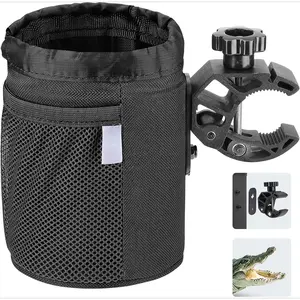 Motorcycle Cup Holder, Oxford Fabric Motorcycle Drink Holder with 0.6"-1.5" Alligator Clamp, Universal Water Bottle Cup Accessories for Bike, ATV/UTV, Scooter, Boat, Walker