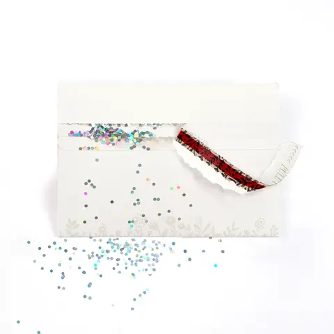 Joker Glittery Floral Sparkle Trap Elegant Paper Card Envelope - 1-Pack 5x7in Invitation Envelopes for Mother's Day, Prank Lovers (Office Stationery Supplies, Wedding Use)