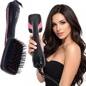 2 in 1 Hair Dryer Brush & Straightener Brush, Hair Dryer and Styler, Negative Ion Blow Dryer Brush, Hot Air Brush Detangles, Dries, Smooths, Reduce Frizz & Static