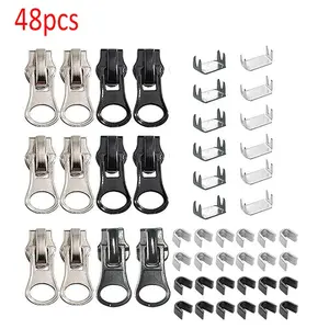 Set of 12 Quick-Release Zipper Repair Kits, Includes 4 Small, 4 Medium and 4 Large Kits, Suitable for Double Zippers on Clothing, Luggage, Backpacks and More
