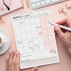 Hanging Monthly Planner Board, Large Writing Grid, Spiral Bound Desk Wall Dual Use, To-Do List Calendar, Task Organizer Notebook