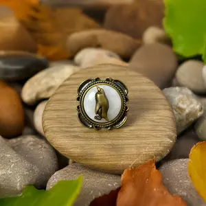 Vintage Antique Gold Penguin Statement Ring, Vintage Style, Opulent Design