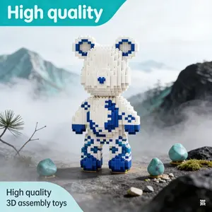 Lucky Blue Porcelain Bear Ornament, Trendy Toy, Decorative Statue, Creative Handmade DIY Decoration, Christmas Halloween Gift