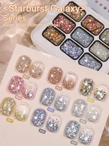 9-Color Stardust Cat Eye Solid Gel Set - Cosmic Silver & Iridescent Hues With Explosive Sparkle, Perfect For Festival Goers' Party Nails & Nighttime Glam, Long-Lasting & Easy Apply