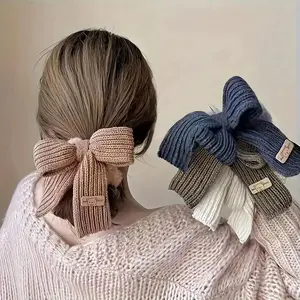 4pcs winter wool bow velvet headband, cute bow headband, soft fabric girl headband, essential for daily party styling, soft ponytail headband, Hair Accessories Set