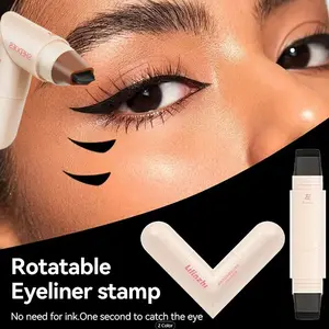 Double Head Rotating Eyeliner Stamp Pen, Wing Eyeliner, Waterproof Sweatproof Long-Lasting Makeup, Smudge-Proof No-Fade, Suitable for Daily Use Gift