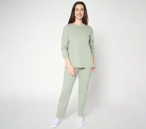 Denim & Co. Petite EasyWear French Terry Top & Pant Set