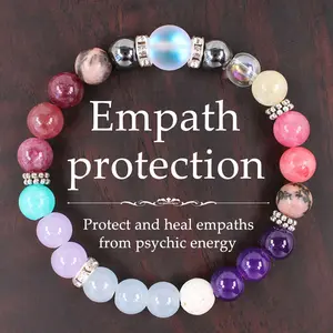 Empath Protection Bracelet Protect And Heal Empaths From Psychic Energy Healing Natural Crystal Stone Gemstone Gorgeous Energy Jewelry Souvenir Valentine Anniversary Love Girlfriend Boyfriend Christmas Halloween Birthday Gift New Year