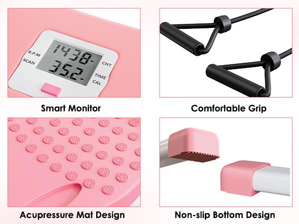 Dland 2-in-1 Ski Exercise Stepper Machine with Resistance Bands & Smart Monitor | 300LBS Silent Home Workout Equipment for Full-Body Shaping