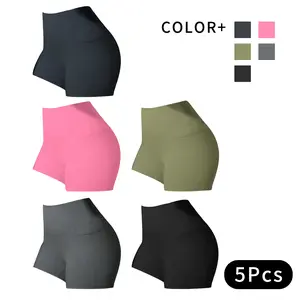 5 Pack Women's High Waisted Biker Shorts with Pockets, Tummy Control Soft Quick-Dry 4-Way Stretch, Yoga Running Hiking Gym Athletic Workout Summer Bottoms