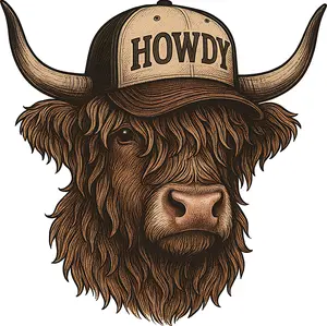 DTF Transfer AN Howdy Cow Multi Sizes for T-Shirts, Hoodies, and Accessories