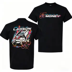 Kyle Larson 57 Dirt Track Racing T-Shirt, Front & Back Graphic Tee Men, Sprint Car Gift, Money Team Motorsport Shirt