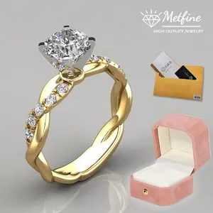 Twist Vine Engagement Wedding Synthetic Moissanite Band Intertwined Crossover Ring with Certificate of Authenticity and Gift Box