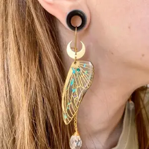 Sparkle Fairy Butterfly Moth Wing Dangles For Gauges | Plug Earrings | Tunnel Earrings