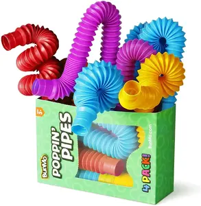 4 Pack Mini Pop Tube Sensory Fidget Toy Colorful Heavy-Duty  for