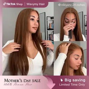 [Exclusive Offer] Wavymy Chestnut Brown Trendy Layered Cut Pre-plucked Wear Go 7x5 Glueless Chestnut Brown Pre-cut Lace Wigs Reddish Brown 180% Density Straight Wigs 100% Human Hair#SummerVibes