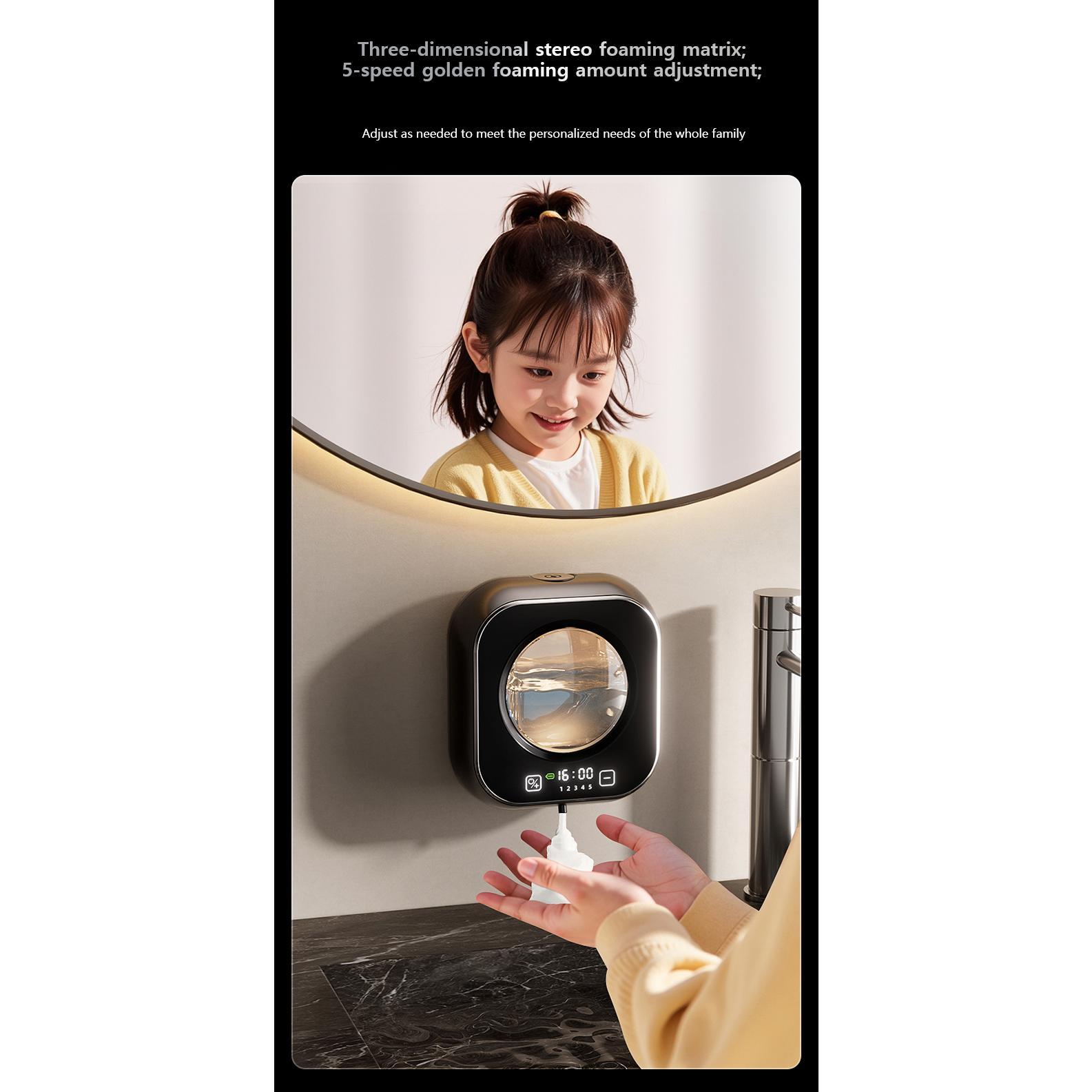 Wall Mounted Automatic Soap Dispenser with Large Capacity Non-contact Rechargeable Sensor Kitchen with LED Intelligence Cleaning