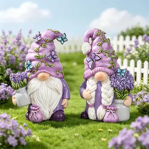 Lavender Dream gnome, Purple Lavender Swedish Tomte Dwarf Figurines, Spring Summer Fairy Garden Home Decor, Cute Scandinavian Elf Ornaments, Farmhouse Tabletop Decoration, Lavender Theme Gift for Bedroom Living Room Shelf Desk Decor home desk decor