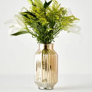 Nilda Amber Ribbed Glass Vase