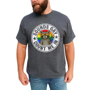 MAPTEES Sounds Gay Count Me In Graphic Tee, Funny Raccoon Support  LGBT Community T-shirt For Men, Pride Month Shirt, LGBTQ Men Tee, Pride Gifts