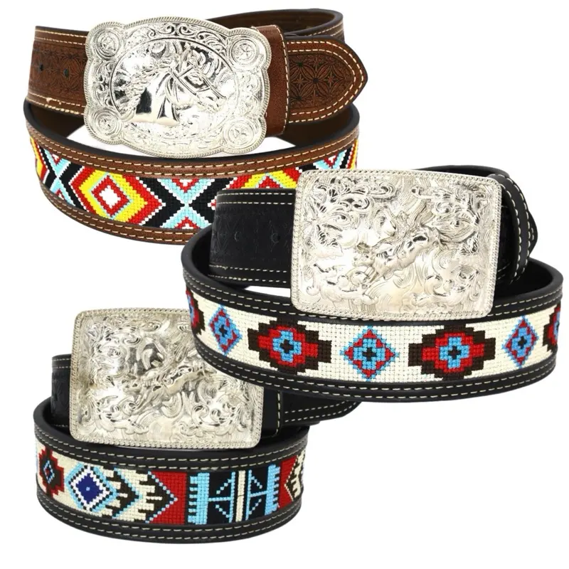 Leather Silver Belt Brown western southwestern casual cowboy cowgirl bohemian RESISTANCE Western Cowboy Cowgirl Belts For Women With Big  main image 2