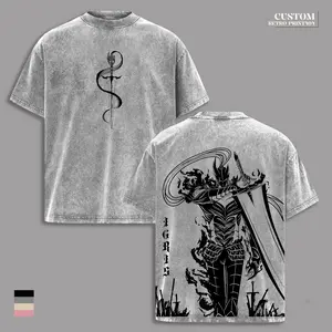 Igris Solo Leveling Anime Dark Vibe Tee, Shadow Army Commander Graphic T-Shirt, Hollow Fantasy Knight Design, Vintage Washed Oversized Streetwear Gym Shirt, Heavyweight Cotton Unisex Manhwa Fan Gift Merch